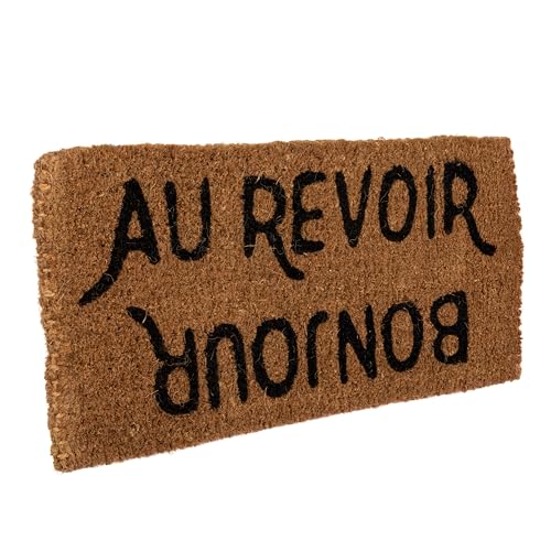 "Creative Co-op Bonjour/Au Revoir Natural Coir Doormat, 32"" x 16"""