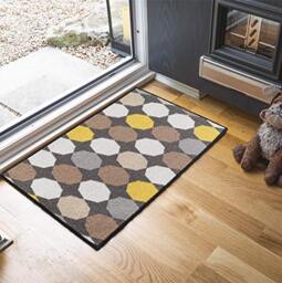 Havana Washable Non-Slip Door Mat, Oval, Gold, 50x80cm