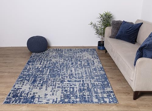 Asiatic Edits Low Pile Abstract Denim Blue Indoor Rug for Living room, Bedroom, Conservatory, Hallway, Large Area, Easy to Clean, Area Rugs - Non Shedding 200x290cm