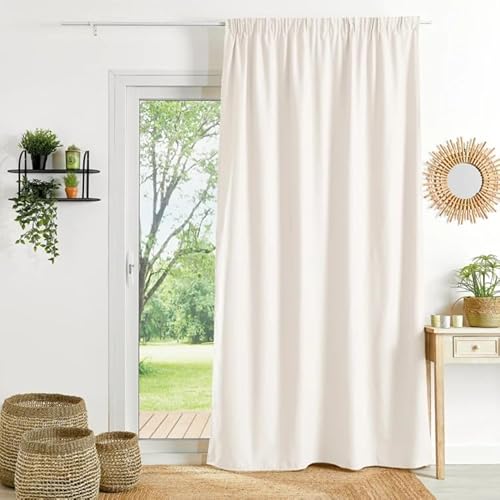 Fire Retardant Curtain FR Half-Plaited – 140 x 260 cm – Natural Colour Curtain – Ruffle Tape Finish – Certified Fire Resistant Fabric