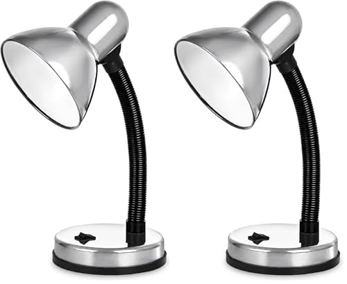 Status Palma Desk Lamp, Flexible, Silver Desk Lamp, Study, Office, Bedroom, SBDL2028ESSLV16 (Pack of 2)