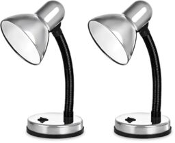 Status Palma Desk Lamp, Flexible, Silver Desk Lamp, Study, Office, Bedroom, SBDL2028ESSLV16 (Pack of 2)