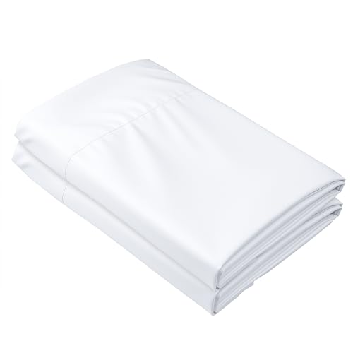 HBHLFZ Full Flat Sheets Only 2 Pack - Ultra Soft Polyester Top Sheet - Hotel Quality Bed Sheets - Comfortable Wrinkle-Free - Easy to Care for - Full Size Flat Sheets Only???White???