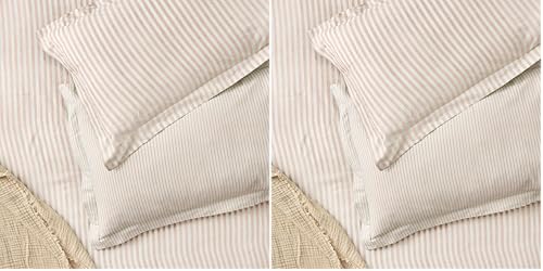 Furn. Yard Hebden Mélange Stripe 100% Cotton Pillowcase Pair – Soft Textured Striped Design (Blush – 50x75cm) (Pack of 2)
