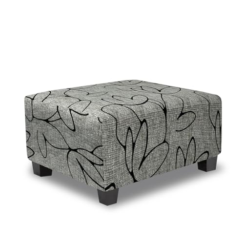 TOPHMDECOR Ottoman Cover Rectangle Printed,Stretch Slipcover for Rectangular Footstool,Soft Fabric with Non-Slip Elastic Bottom,Furniture Protector for Living Room or Bedroom,X-Large,Lotus