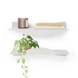 Umbra Surf Shelf Set of 2 – Sand Metal Floating Shelves for Wall Storage & Décor, Modern Wave Design, 100% Steel, Holds 15 lbs. Each, Easy Installation Shelving for Bedroom, Living Room & Office