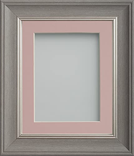 Frame Company Drummond Gunmetal Grey Photo Frame, Pink Mount, A4 for 10x6 inch, fitted with perspex