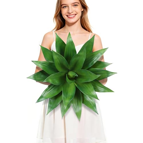 Wertuirk Artificial Agave Plant - UV Resistant Realistic Fake Outdoor Plants, Low Maintenance Indoor/Outdoor D??cor for Home, Garden, Patio (Green, Large)