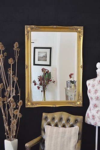 "FRAMES BY POST RICH GOLD EXTRA LARGE SHABBY CHIC ANTIQUE STYLE MIRROR - 30"" X 42"" OVERALL SIZE (75cm X 105cm) - TV SHOW SUPPLIER - BEST PRICE ON AMAZON - ONLY AVAILABLE FROM SHABBY CHIC MIRRORS"
