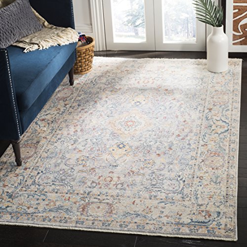 Safavieh Traditional Indoor Woven Rectangle Area Rug, Illusion Collection, ILL700, in Light Grey / Cream, 122 X 183 cm for Living Room, Bedroom or Any Indoor Space
