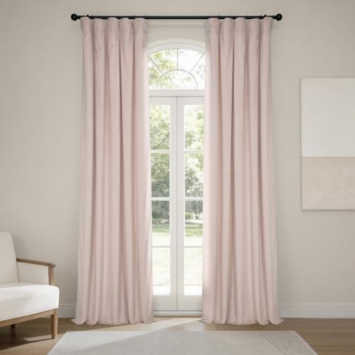 HPD Half Price Drapes Heritage Plush Velvet Curtains for Bedroom & Living Room 50 X 84, VPYC-225371-84 (1 Panel) Light Pink