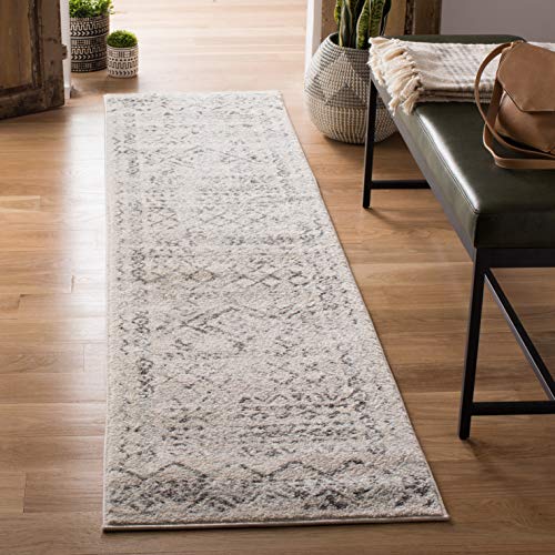 Safavieh Boho Rug for Living Room, Dining Room, Bedroom, Tulum Collection, Short Pile, in Ivory and Grey, 91 X 152 cm