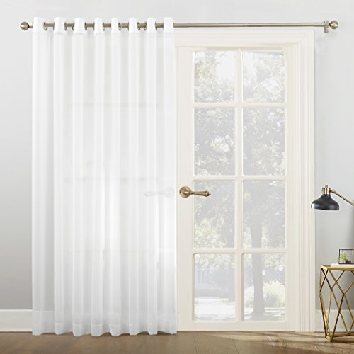 "No. 918 Emily Sheer Voile Grommet Sliding Patio Door Curtain Panel, 100"" x 84"", White"