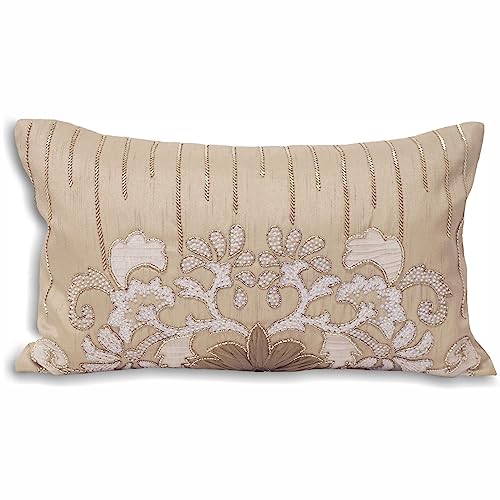 Paoletti Genevieve Feather Filled Cushion, Taupe, 30 x 50cm