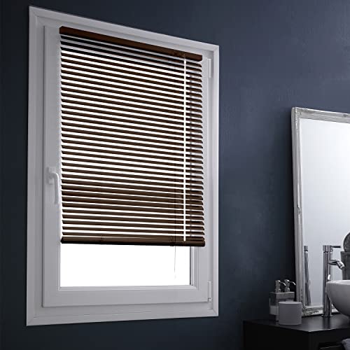 madecostore Aluminium Venetian Blind 25 mm without Drilling – Chocolate – L37 x H150 cm