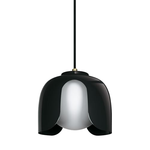 OSRAM Decor Corolle Pendant Light, Black Metal Glass, E27 Version, Textile Cable, 200mm, Retro Style