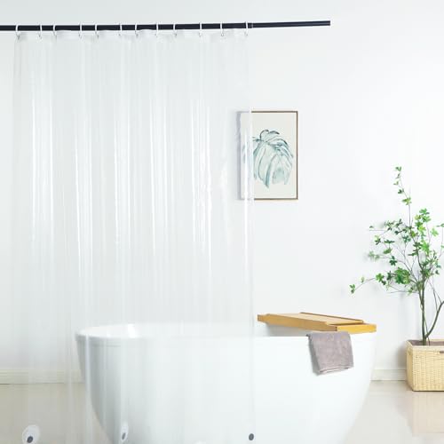 WellColor Extra Wide Shower Curtain Liner 96x72, Heavy Duty Vinyl Clear Shower Liner for Bathroom, 96 x 72 Inch