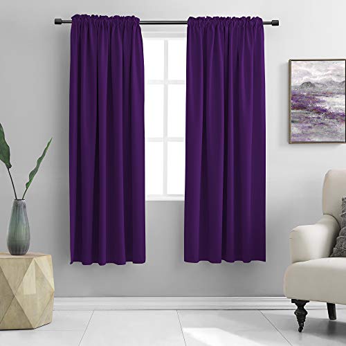 DONREN Royal Purple Blackout Curtain Panels for Living Room - Thermal Insulated Room Darkening Rod Pocket Drapes for Window (52 x 63 Inch Length,2 Panels)