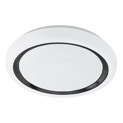 EGLO LED ceiling spot Capasso, minimalist ceiling light fitting, round kitchen and hallway lamp made of metal and plastic in black and white, warm white, Ø 14 in