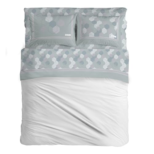 PENSIERI DELICATI Double Bed Set, Flannel, 100% Warm and Soft Cotton, Double 180 x 200 cm, Includes Bottom Sheet, Top Sheet and 2 Pillowcases, Made in Italy, Bologna Green