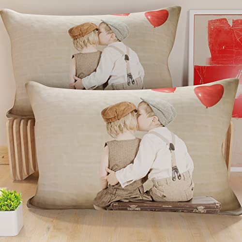 PETTI Artigiani Italiani - Pair of Pillow Cases 40 x 60 cm in Microfibre, Pillows for Bedroom Furniture, Sofa, Living Room, Set of 2 Cushion Covers, Kiss Pillowcase, 100% Made in Italy