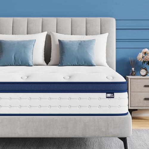 BedStory King Size Mattress, 7.8 Inch Hybrid Mattress7-Zone, with Breathable Foam and Individually Pocket Spring Firm- Extra Lumbar Support(150x200x20cm)
