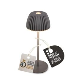 BRILONER - Riffle Nano LED Table Lamp Wireless IP44 with Light Edge, 6 x 15.5 cm, Touch Dimmer, Battery Replaceable, Bedside Lamp, LED Lamp, Battery Lamp, German Design Award Winner 2025, Anthracite