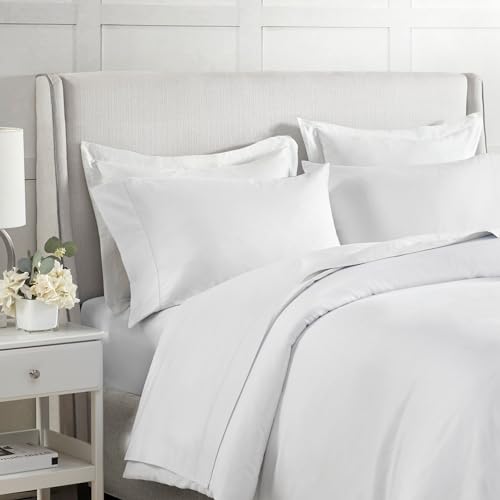 "Madison Park Egyptian Cotton Sheet Soft & Breathable 500TC Cotton Sheets, Elastic Deep Pocket Sheet Set Fits Up to 18"" Mattress, All Seasons, Lightweight, 100% Cotton Bed Sheets, King White 4 Piece"