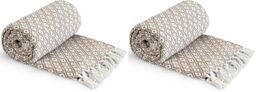 Emma Barclay Casablanca - Scandi Woven Recycled Cotton Chair Sofa Setee Bed Throw Over Blanket in Taupe - 50x60 (127x152cm) (Pack of 2)