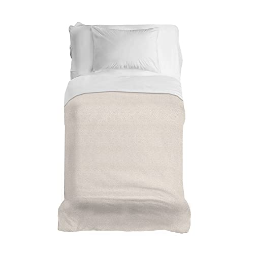 PENSIERI DELICATI Bedspread 170 x 280 cm, Single Sheet 100% Cotton Pique, Ideal as a Furniture Cover, 1 Square Bed Cover, Dublin Beige, 100% Made in Italy