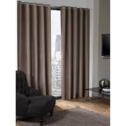 "Emma Barclay Logan - Textured Woven Blackout Eyelet Curtains in Taupe - Width 90 x Drop 72"" (228 x 183cm)"