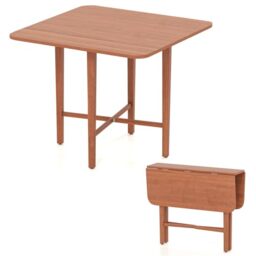 GiantexUK Folding Dining Table for 4, Drop Leaf Extendable Dinner Table with X-shaped Frame, Wooden Kitchen Desk Furniture for Home Dining Room Office (Walnut)