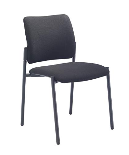 Office Hippo Heavy Duty Meeting Chair, Versatile & Robust Stackable Office Chair, Desk Chair With Strong Frame & Upholstered Durable Cushion, Hard Wearing Conference Side Chair, Black Fabric