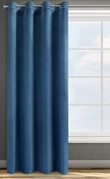 Eurofirany Design91 ROSA Soft Plain Opaque Velvet Curtain with Eyelets - 1 Unit, Fluffy Panel Drape Classic Glamour Elegant Living Room Bedroom, W55 x L98, Darkblue