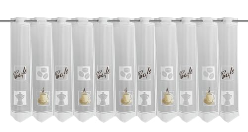 Gardinia Bistro Curtain Jacquard Coffee Airbrush White 156 x 60 cm
