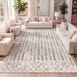 JONATHAN Y MOH210A-8 Ziri Moroccan Geometric Indoor Area Rug, Bohemian, Sc&inavian, Minimalistic Easy Cleaning, Bedroom, Kitchen, Living Room, Non Shedding, Cream/Gray, 240 cm X 300 cm