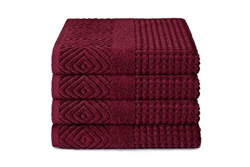 Texere Organic Cotton Jacquard Bath Towels (Merlot 4 PK, 4) Best