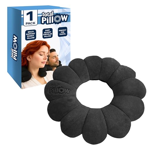 Total Pillow Microbeads Portable Pillow - 2017 Use at Home or Travel Standard Black