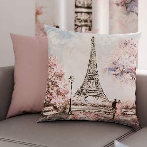 PETTI Artigiani Italiani - Pair of Pillow Cases 65 x 65 cm in Microfibre, Pillows for Bedroom Furniture, Sofa, Living Room, Set of 2 Cushion Covers, Paris Pillowcase, 100% Made in Italy