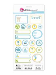 Anita and Su Mundo Collection Blue Baby Stickers, 21 Designs Per Sheet, Paper, Multicoloured, 15 x 32 cm