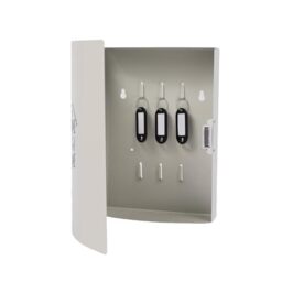 Relaxdays key box, with door, 9 hooks, Home Sweet Home, HWD: 24 x 21 x 6.5 cm, magnetic closure, white