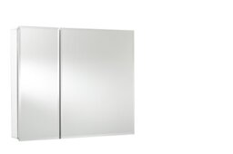 Croydex WC101669 Halton Single Door Bi View Aluminium Cabinet with Hang N Lock Fitting System, 76 x 66 cm, Silver