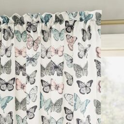 "No. 918 Marepesia Butterfly Print Energy Saving Rod Pocket Curtain Panel, 54"" x 84"", Blue"