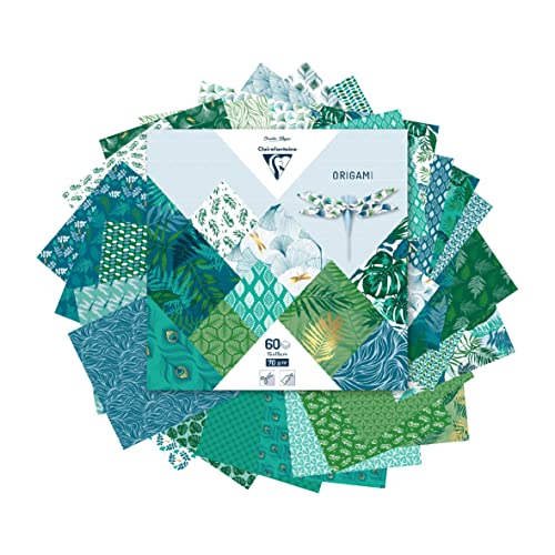 Clairefontaine 95354C 60 Sheets Origami Paper 70g/m?? Format 15x15cm 30 Ast Coloured Designs 2 per design Creative Adults Children Collection Vegetal Chic