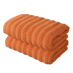 BERIBO Cloud Turkish Towel Set 100% Cotton 620gsm (Orange, 2 Hand Towels)