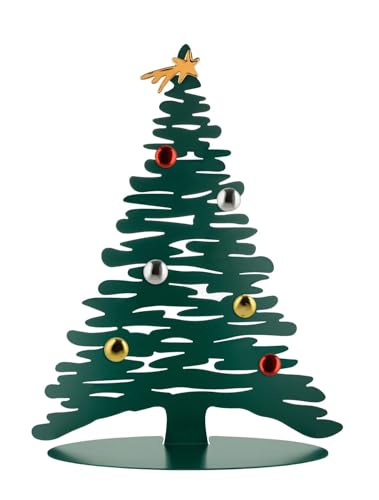 Alessi Christmas ornament in steel coloured with epoxy resin, green with magnets in porcelain