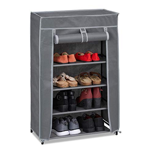 Relaxdays Shoe Storage, Rack, 5 Shelves, Compartment, Holds 15 Pairs of Shoes, HxWxD: 90 x 60 x 30 cm, Anthracite