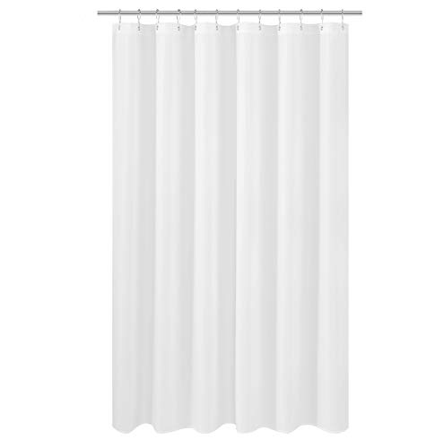 N&Y HOME Extra Long Shower Curtain Liner Fabric 72 x 80 inches, Hotel Quality, Washable, White Spa Bathroom Curtains with Grommets, 72x80