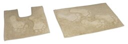 Rapport Home Feet Bath and Pedestal Mat Set, Cotton, Natural, 80 x 50 x 2 cm