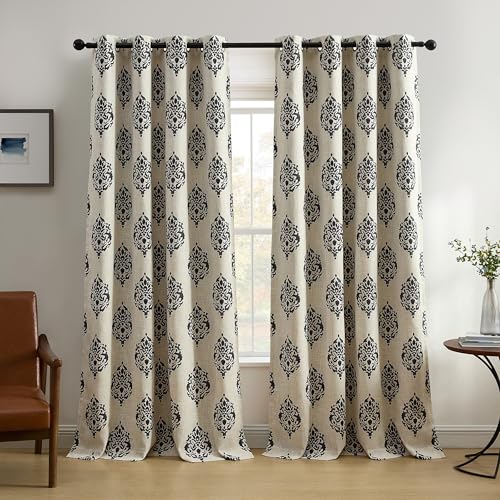 Elrene Home Fashions Navara Medallion Room Darkening Window Curtain Panel 52 x 84 Inches (1, Black